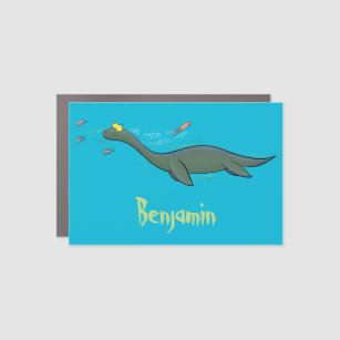 Cute, happy sea monster plesiosaur cartoon car magnet