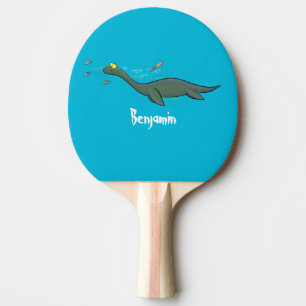 Cute, happy sea monster plesiosaur cartoon ping pong paddle
