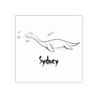 Cute, happy sea monster plesiosaur cartoon