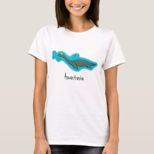 Cute, happy sea monster plesiosaur cartoon T-Shirt