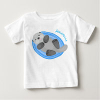 Cute happy sea otter blue cartoon illustration