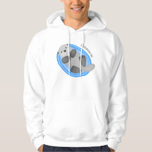 Cute happy sea otter blue cartoon illustration hoodie