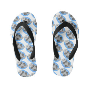 Cute happy sea otter blue cartoon illustration kid's thongs