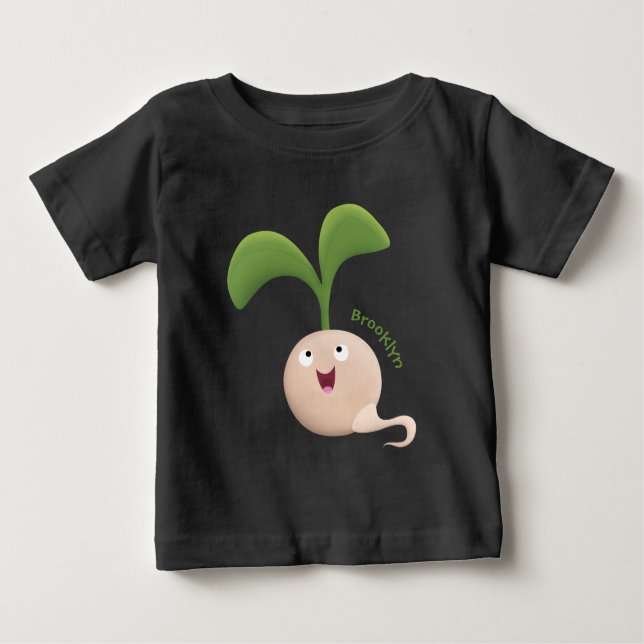 Cute happy seed sprout cartoon illustration baby T-Shirt (Front)