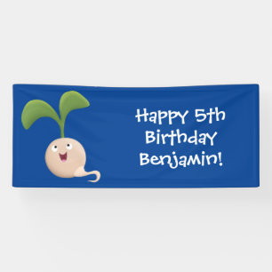 Cute happy seed sprout cartoon illustration banner