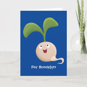 Cute happy seed sprout cartoon illustration card