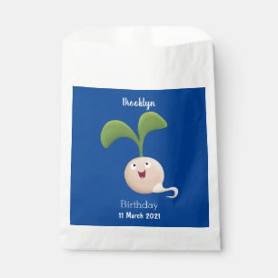Cute happy seed sprout cartoon illustration favour bag