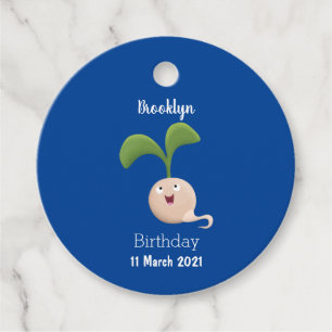 Cute happy seed sprout cartoon illustration favour tags