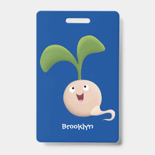 Cute happy seed sprout cartoon illustration ID badge