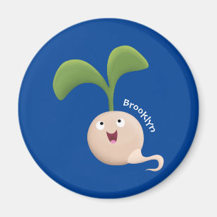 Cute happy seed sprout cartoon illustration magnet