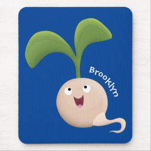 Cute happy seed sprout cartoon illustration mouse pad