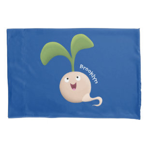 Cute happy seed sprout cartoon illustration pillowcase