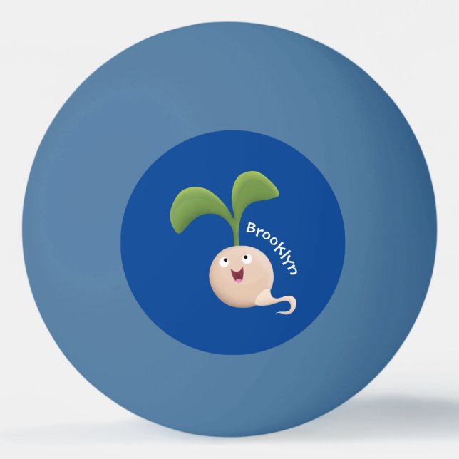 Cute happy seed sprout cartoon illustration ping pong ball (Front)