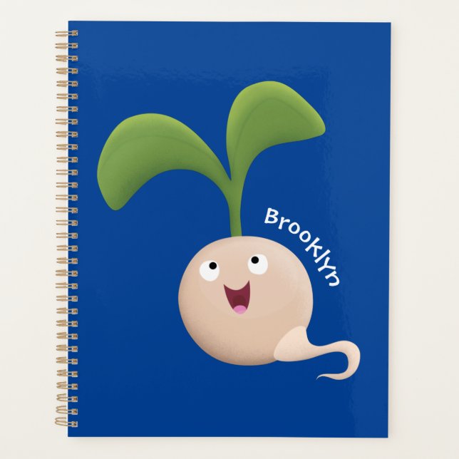 Cute happy seed sprout cartoon illustration planner (Front)