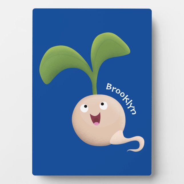 Cute happy seed sprout cartoon illustration plaque (Front)