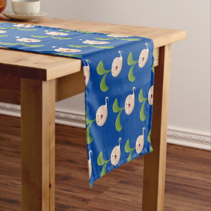 Cute happy seed sprout cartoon illustration short table runner