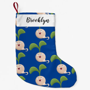 Cute happy seed sprout cartoon illustration small christmas stocking