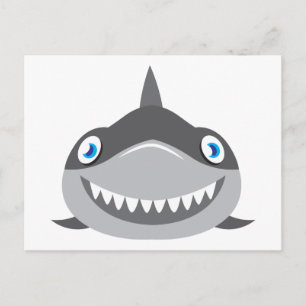 cute happy shark face postcard