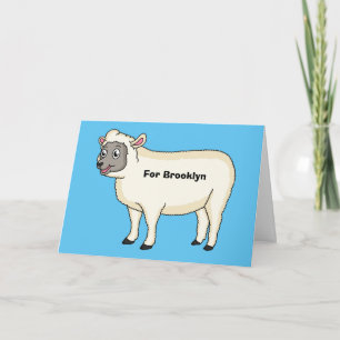 Cute happy sheep cartoon illustration card