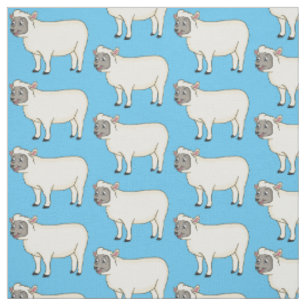 Cute happy sheep cartoon illustration fabric