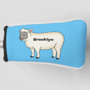 Cute happy sheep cartoon illustration golf head cover