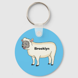 Cute happy sheep cartoon illustration key ring