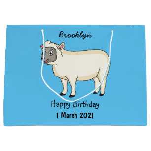 Cute happy sheep cartoon illustration large gift bag