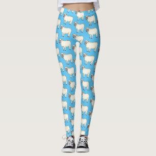 Cute happy sheep cartoon illustration leggings