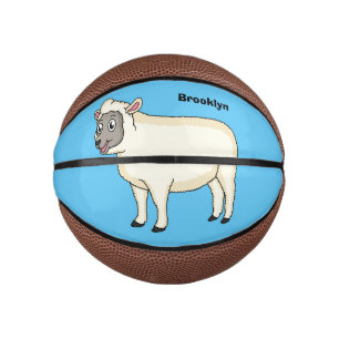 Cute happy sheep cartoon illustration mini basketball