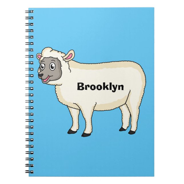 Cute happy sheep cartoon illustration notebook (Front)