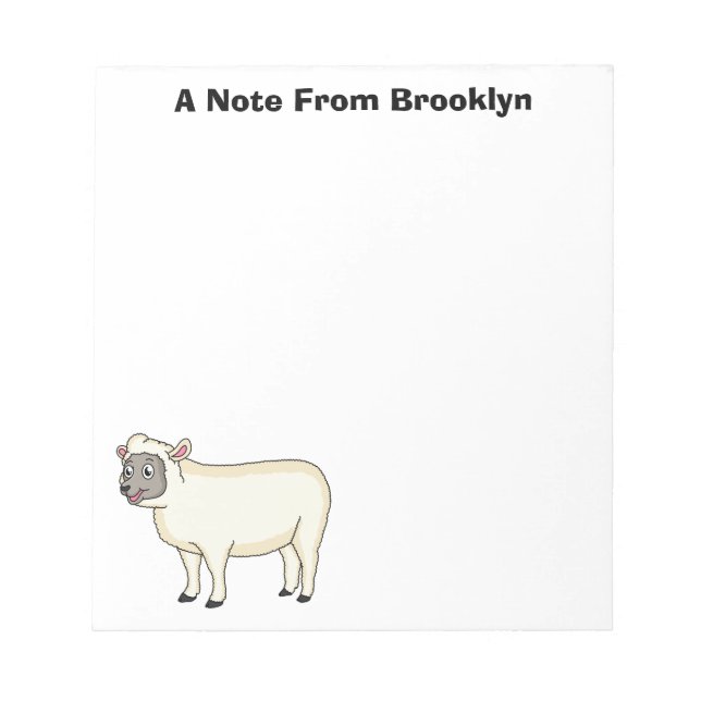 Cute happy sheep cartoon illustration  notepad (Front)