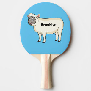 Cute happy sheep cartoon illustration  ping pong paddle