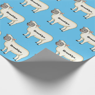 Cute happy sheep cartoon illustration wrapping paper