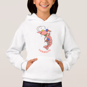 Cute happy shrimp, prawn cartoon