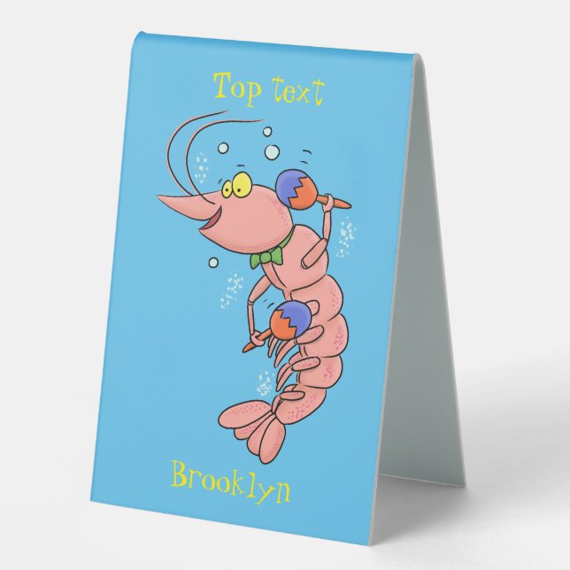 Cute happy shrimp, prawn cartoon (Front)