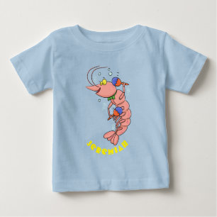 Cute happy shrimp, prawn cartoon baby T-Shirt