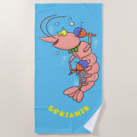 Cute happy shrimp, prawn cartoon