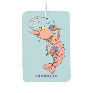 Cute happy shrimp, prawn cartoon car air freshener