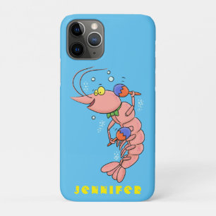 Cute happy shrimp, prawn cartoon iPhone 11 pro case