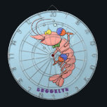 Cute happy shrimp, prawn cartoon dartboard<br><div class="desc">It's a prawn or shrimp musical celebration with our cute cartoon character shaking a pair of maracas. Lots of fun!</div>