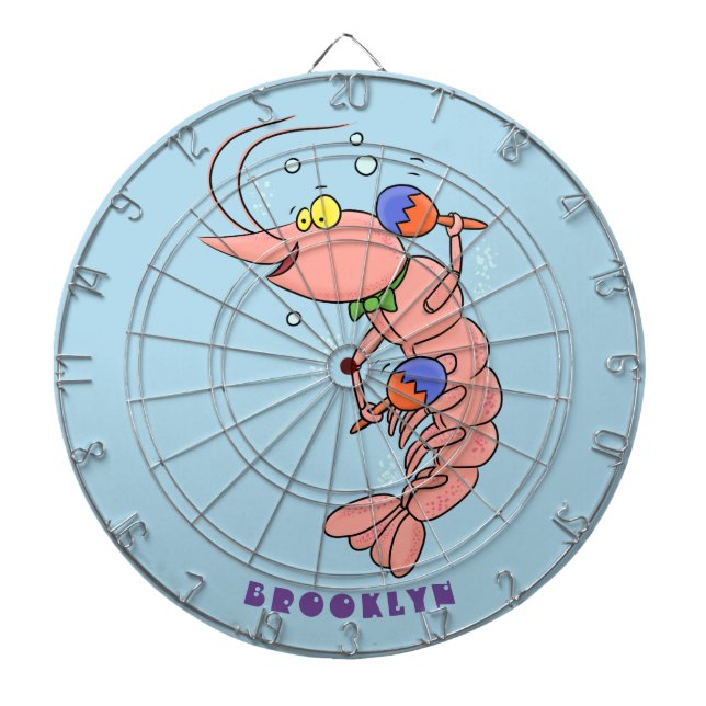 Cute happy shrimp, prawn cartoon dartboard (Front)