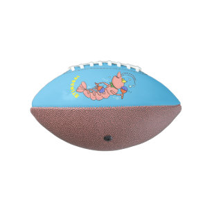 Cute happy shrimp, prawn cartoon football