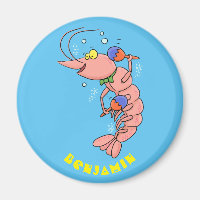 Cute happy shrimp, prawn cartoon