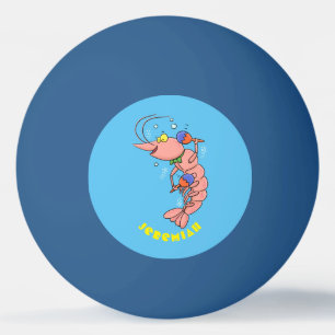 Cute happy shrimp, prawn cartoon ping pong ball