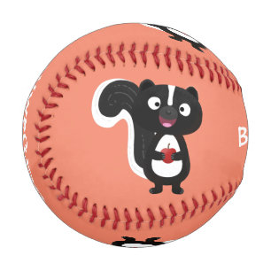 Cute happy skunk cartoon illustration baseball