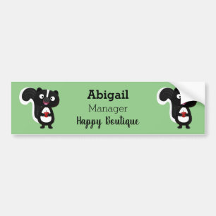 Cute happy skunk cartoon illustration bumper sticker