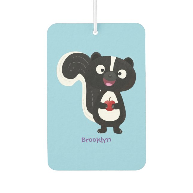 Cute happy skunk cartoon illustration  car air freshener (Front)