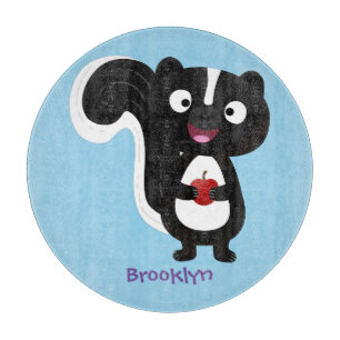 Cute happy skunk cartoon illustration cutting board