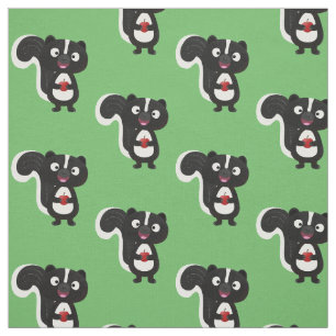 Cute happy skunk cartoon illustration fabric