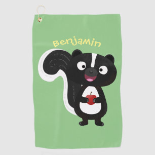 Cute happy skunk cartoon illustration golf towel